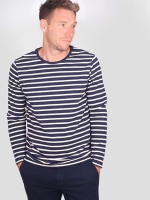 Algae Organic Cotton Long Sleeve Striped Top in Midnight Navy