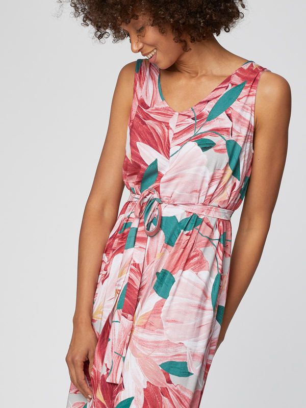 image of Blomst Bamboo Jersey Ethical Maxi Dress in Hibiscus Red