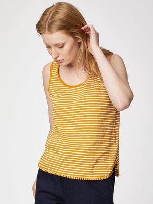 Sessa Organic Cotton Striped Vest Top in Saffron Yellow