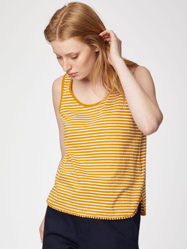 image of Sessa Organic Cotton Striped Vest Top in Saffron Yellow