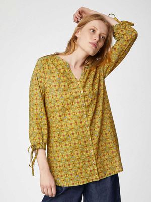 Todara Organic Cotton Printed Tunic in Citron Green