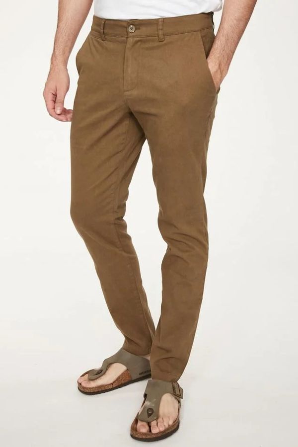 image of Emanuele Organic Cotton Trousers in Khaki Green