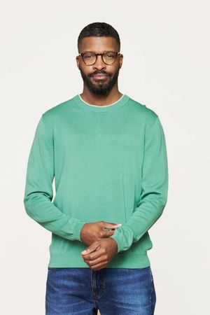 Organic Cotton Crew Neck Knit Jumper in Foam Green
