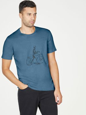 Pedlar Bicycle Organic Cotton T-Shirt in Atlantic Blue