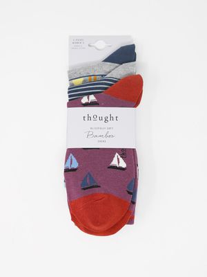 Hope Nautical Bamboo Organic Cotton Blend 3 Sock Pack in Multi