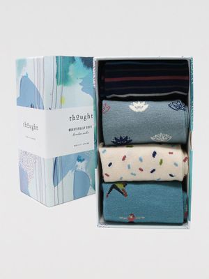Yogi Spot Stripe Bamboo Organic Cotton 4 Sock Gift Box in Multi