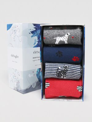 Tillie Organic Cotton 4 Pack Animal Sock Gift Box in Multi