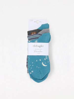 River Night Sky Bamboo Organic Cotton Socks 3 Pack in Multi