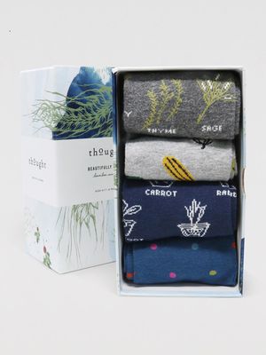 Marah Allotment Bamboo Organic Cotton 4 Sock Gift Box in Multi