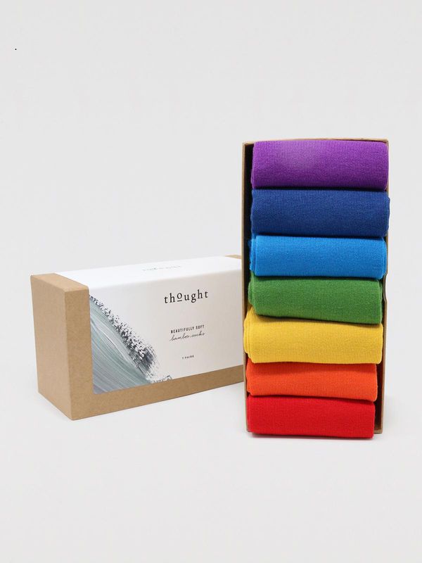 image of Rainbow Leftover Bamboo Organic Cotton 7 Pack Sock Box in Multi