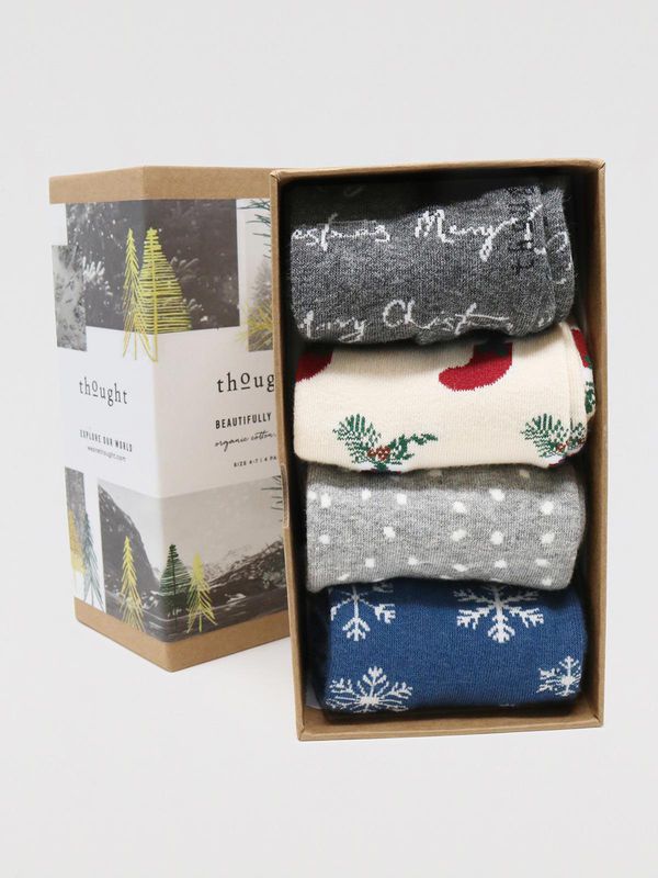image of Nessie Organic Cotton Christmas 4 Sock Gift Box