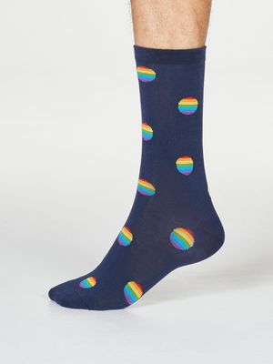 Rainbow Organic Cotton Mens Socks in Spots Navy