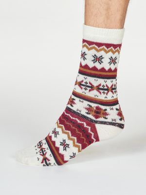 Hendry Fairisle Wool Blend Socks in Cream