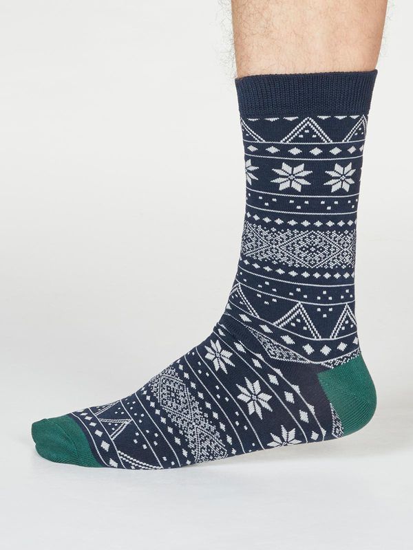 image of Olwin Fairisle Bamboo Organic Cotton Socks in Midnight Navy