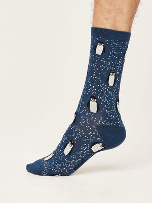 Dona Bamboo Organic Cotton Penguin Socks in Blue