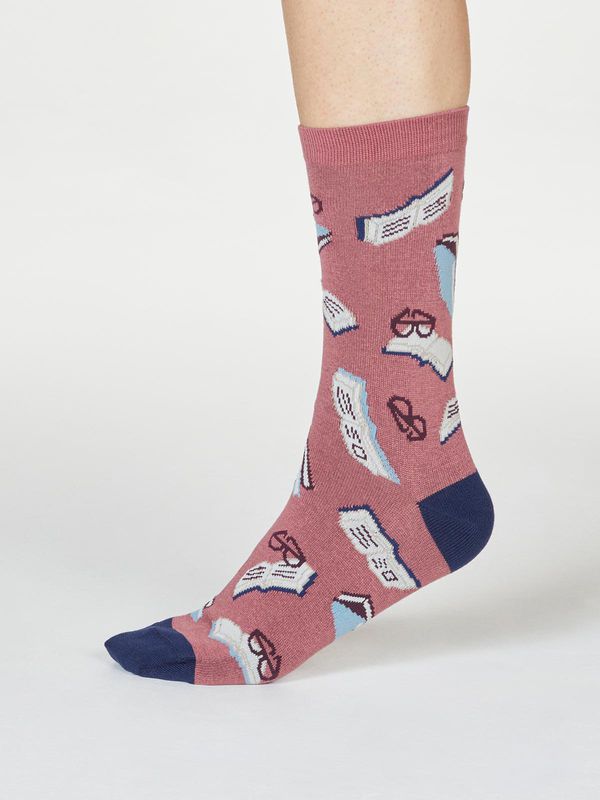 image of Marey Bookworm Bamboo Organic Cotton Socks in Rose Pink