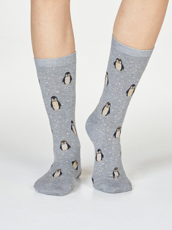 image of Dona Bamboo Organic Cotton Penguin Socks in Grey Marle
