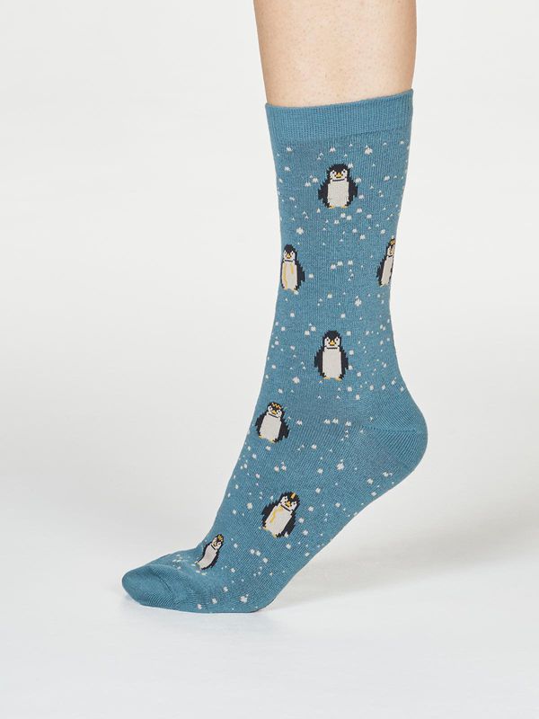 image of Dona Bamboo Organic Cotton Penguin Socks in Holly Green
