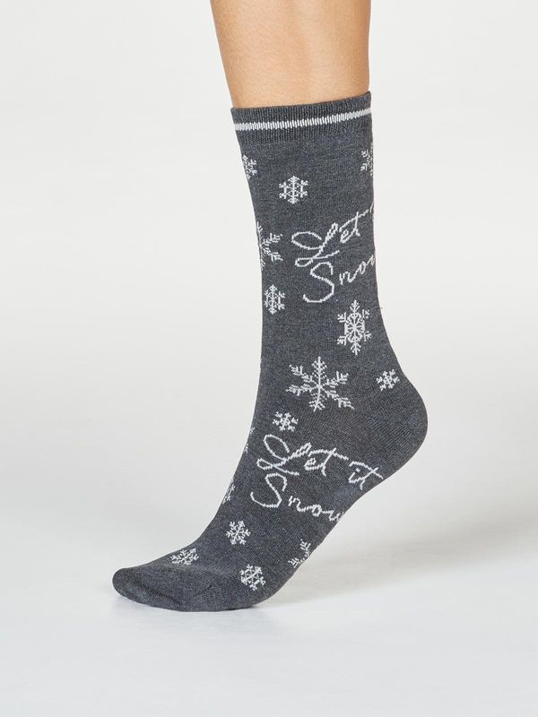 image of Bobbie Let It Snow Bamboo Organic Cotton Socks in Dark Grey Marle