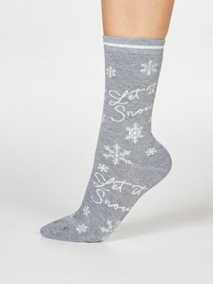 Bobbie Let It Snow Bamboo Organic Cotton Socks in Grey Marle