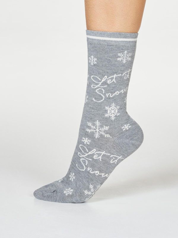 image of Bobbie Let It Snow Bamboo Organic Cotton Socks in Grey Marle
