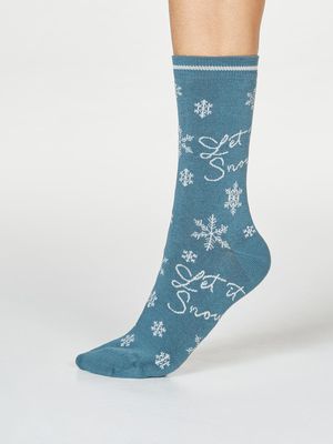 Bobbie Let It Snow Bamboo Organic Cotton Socks in Holly Green