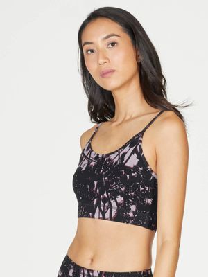 Zimme Floral Print Bamboo Bralette in Black