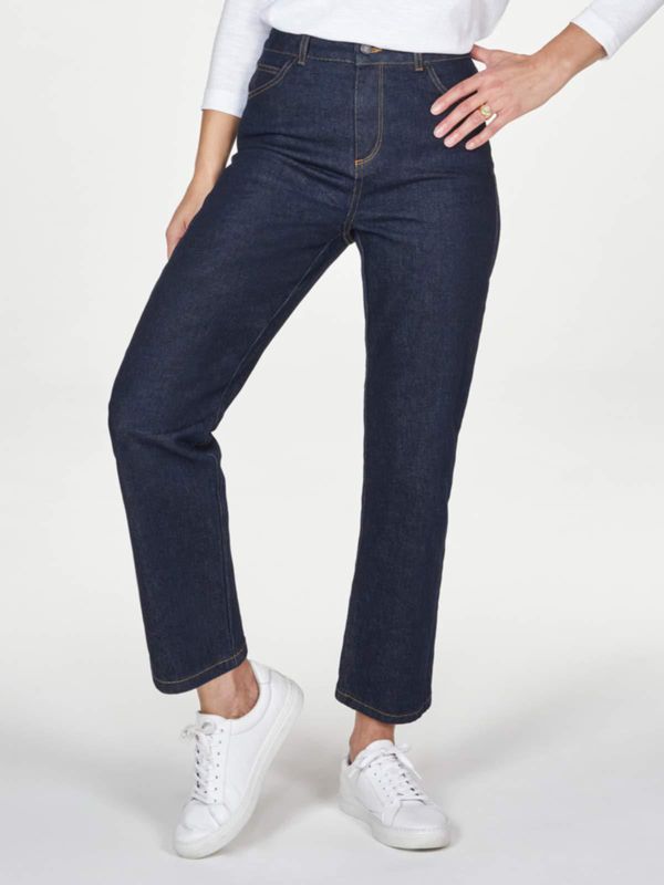 image of Essential Organic Cotton Straight Jeans in Dark Blue Wash