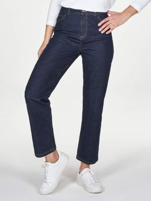 Essential Organic Cotton Straight Jeans in Dark Blue Wash