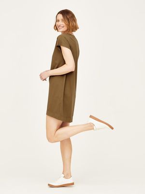 Cocoon Organic Cotton Short T Shirt Dress in Desert Brown