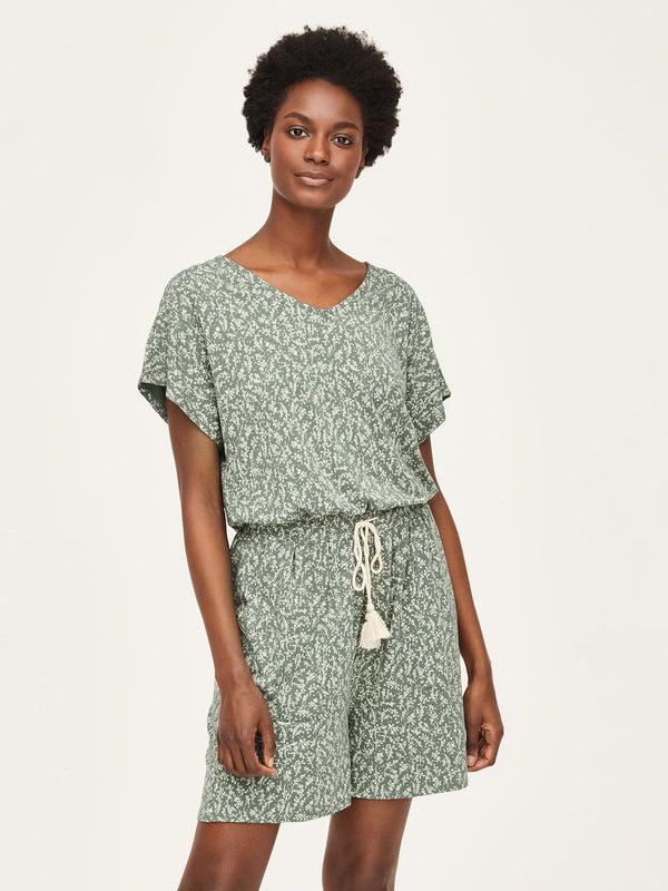 image of Rue Bamboo Short Sleeve Floral Playsuit in Sage Green