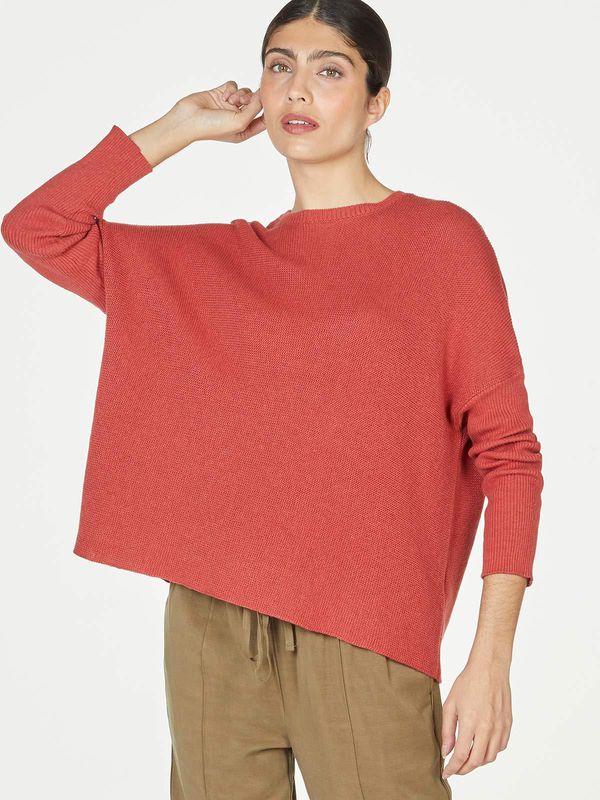 image of Kate Organic Cotton Wool Slouchy Jumper in Persimmon Red