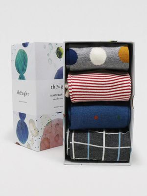 Dorah Classic Spots and Stripes Bamboo 4 Sock Gift Box in Multi
