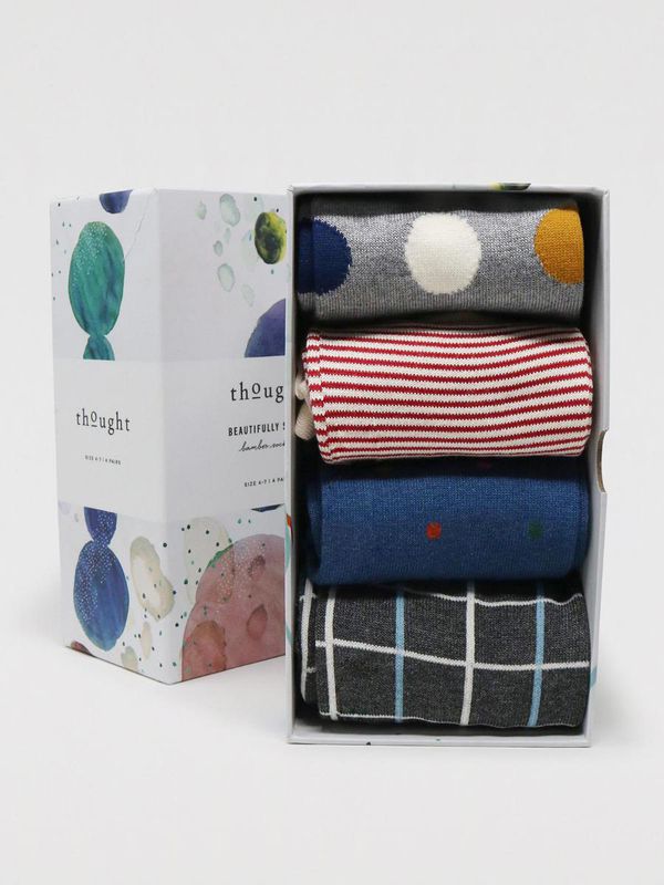 image of Dorah Classic Spots and Stripes Bamboo 4 Sock Gift Box in Multi