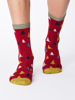 Yuletide Festive Bamboo Socks in Christmas Red