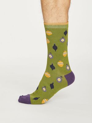 Bauble Spot Bamboo Socks in Olive Green