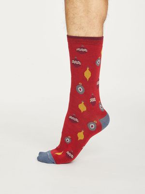 Bauble Spot Bamboo Socks in Pillarbox Red