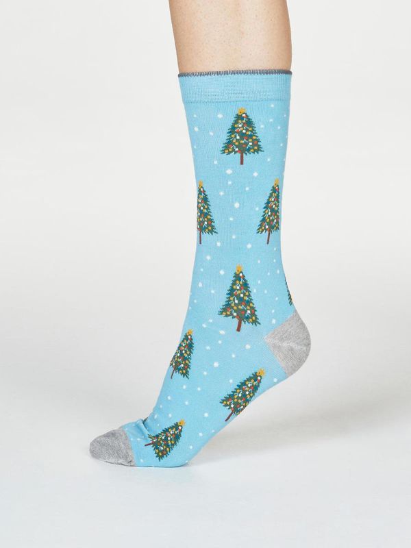 image of Diana Christmas Tree Organic Cotton Socks in Holly Green