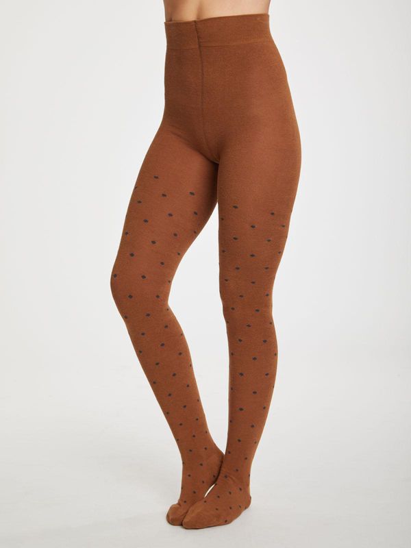 image of Spot Bamboo Tights in Toffee Brown