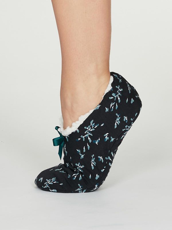 image of Enid Printed Soft Bamboo Jersey Slipper in Midnight Navy