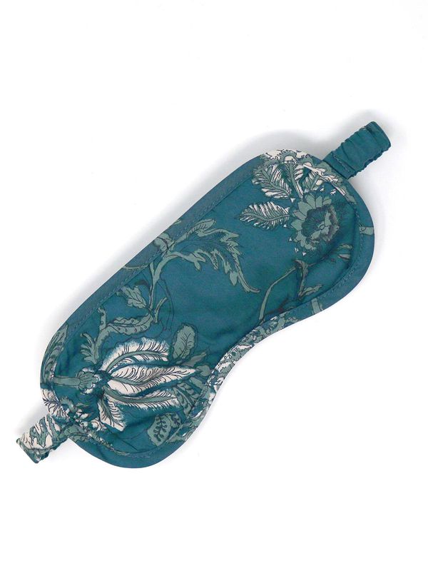 image of Ellis Organic Cotton Printed Eye Mask in Teal Blue
