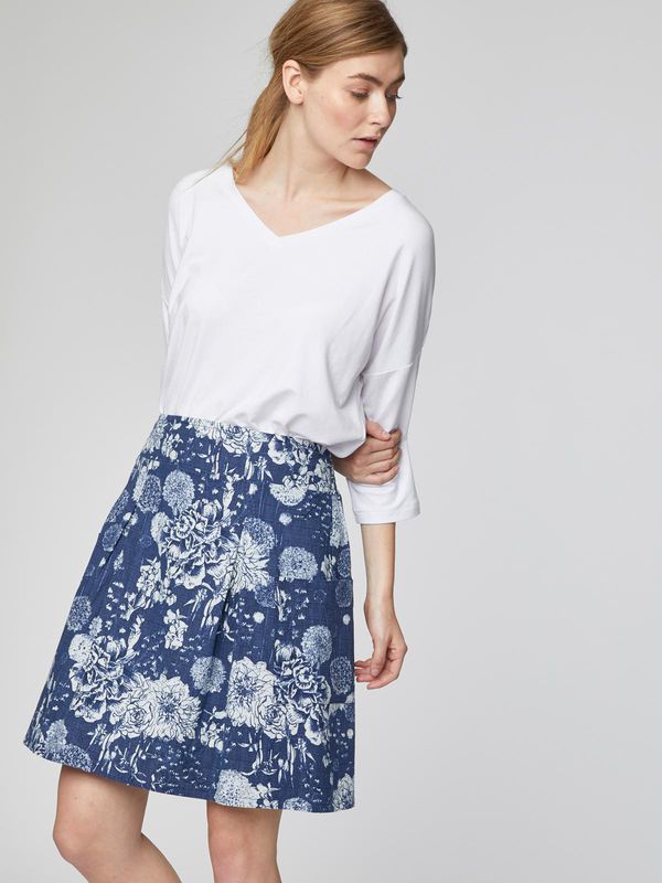 image of Kikii Rayon Floral Midi Skirt in Ocean Blue