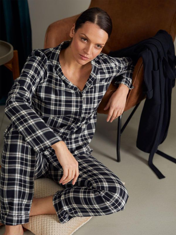 image of Tehran Organic Cotton Pyjama Trousers in Midnight Navy