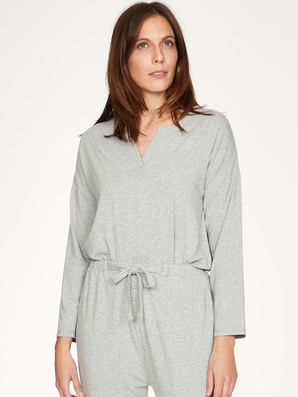 image of Rilke Soft Bamboo Jersey Pyjama Top in Grey Marle