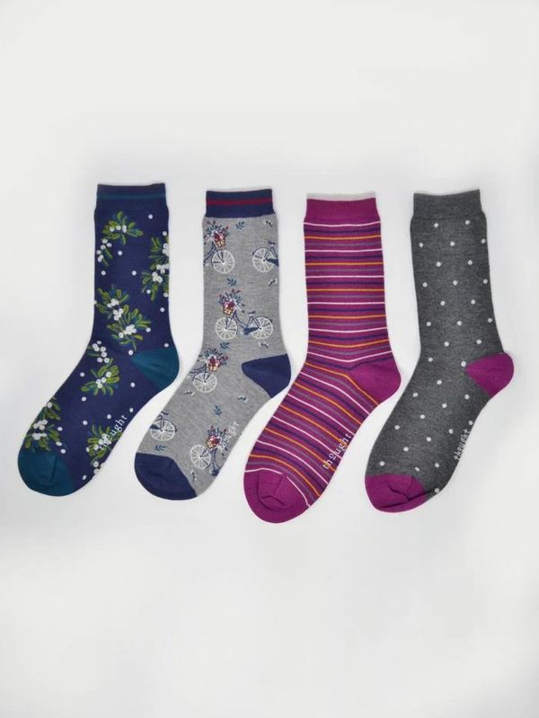 image of Katherine Bamboo Christmas 4 Pack Sock Gift Box