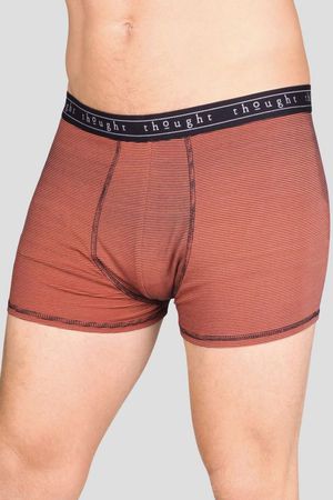 Michael Striped Bamboo Organic Cotton Blend Jersey Boxers in Terracotta Orange