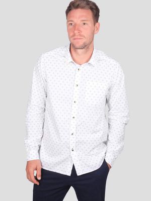 Varanasi Organic Cotton Floral Print Shirt in White