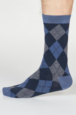 Philip Argyll Bamboo Organic Cotton Socks in Blue Slate