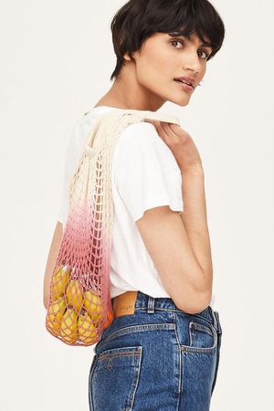 Organic Cotton Dip Dye String Bag in Pink