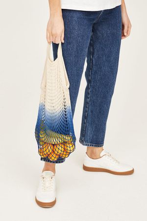 Organic Cotton Dip Dye String Bag in Blue